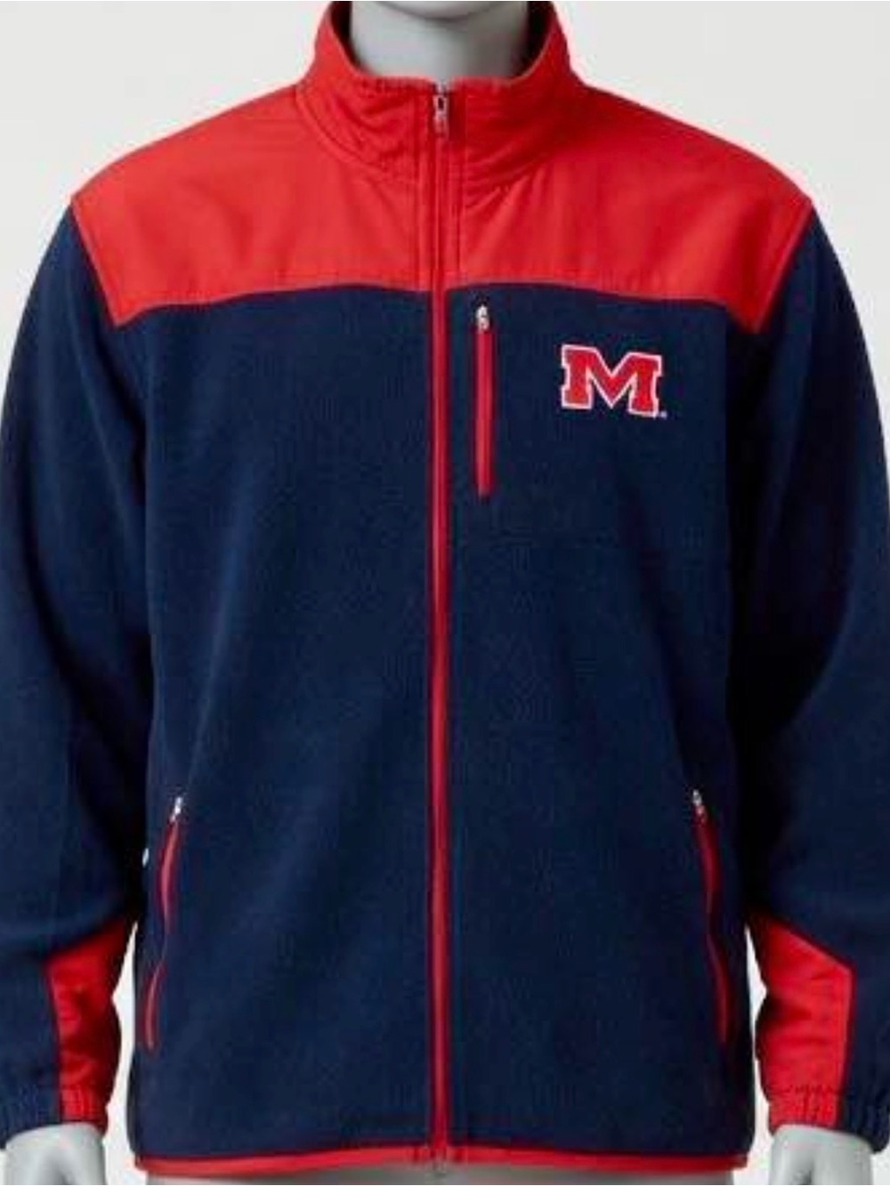 Ole Miss Rebels Genuine Stuff XL Full Zip Fleece Jacket Excellent Condition